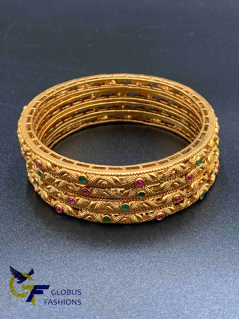 Antique and traditional look multicolor stones bangles