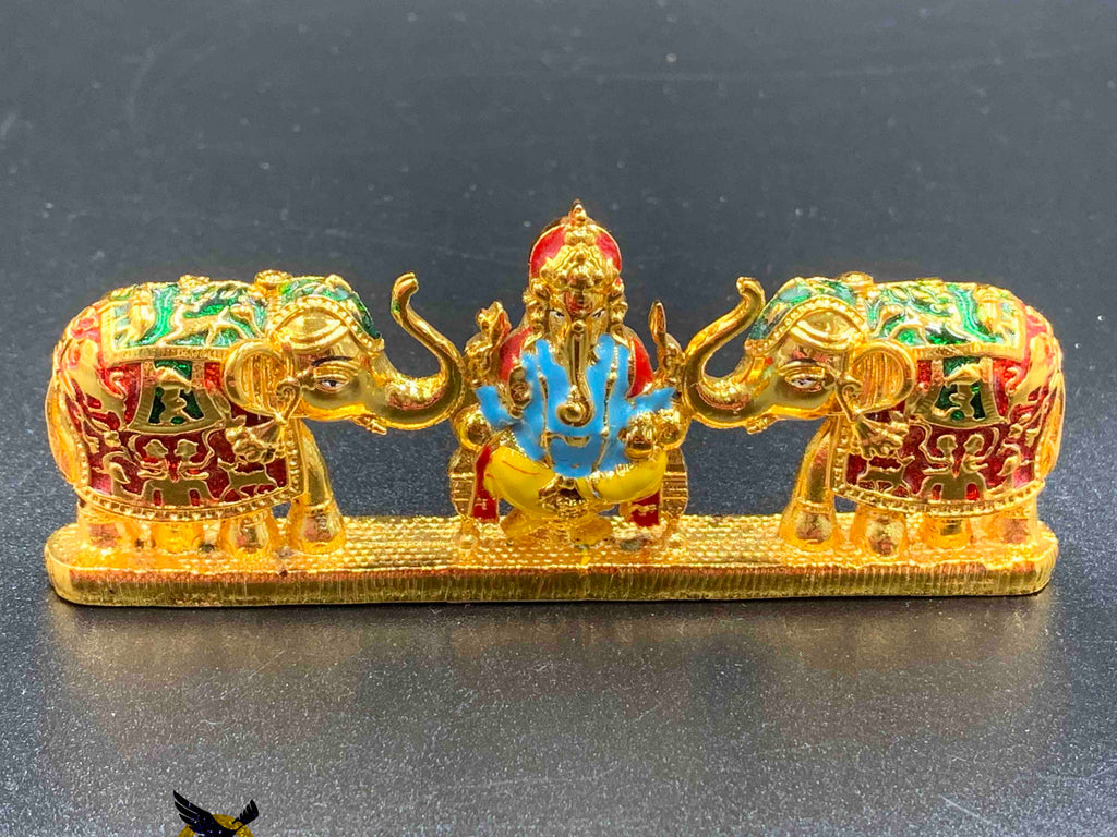 Elegant enamel paint Ganesh with elephants