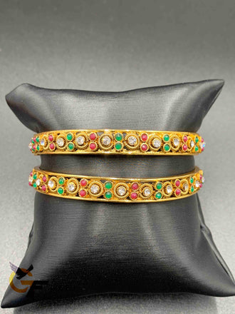 Traditional antique look multicolor stones bangles
