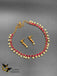 Ruby stones with pearls simple necklace set
