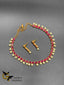 Ruby stones with pearls simple necklace set