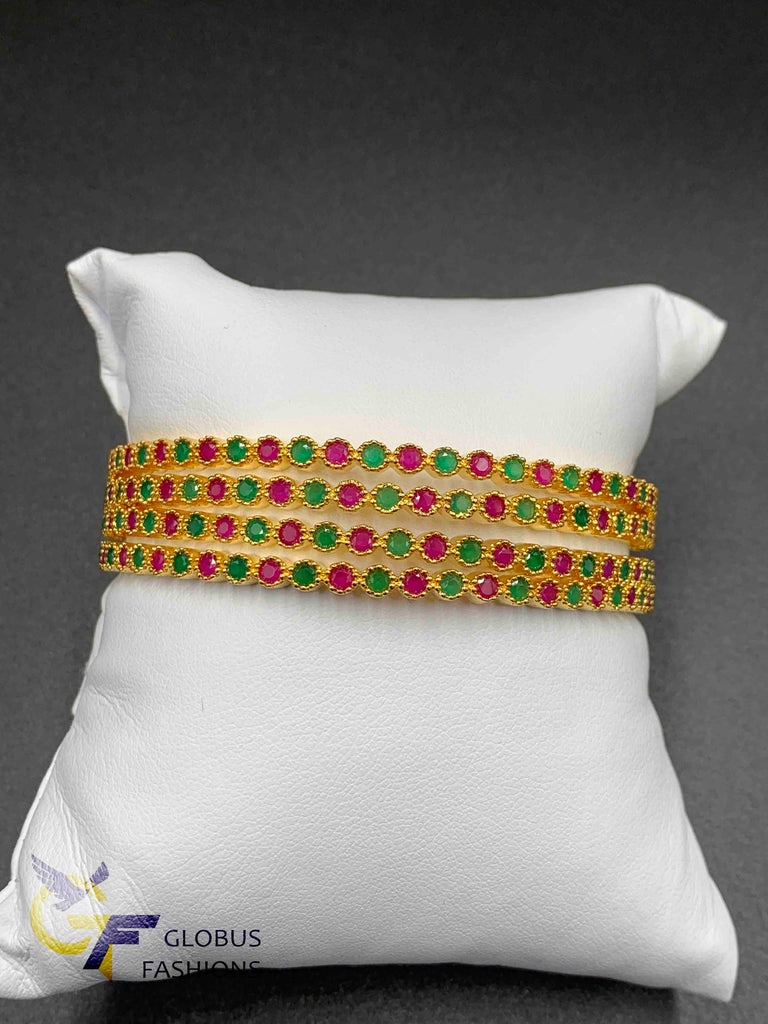 Multicolor stones set of four bangles