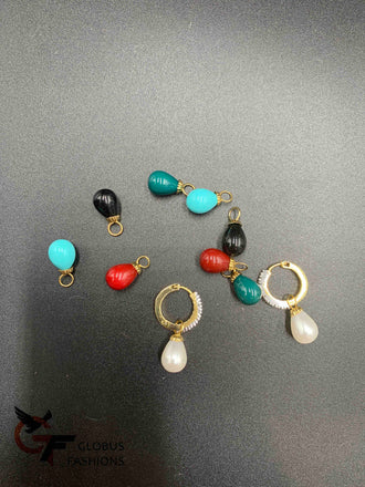 Small ring type earrings with multicolor Stones detachable Danglings