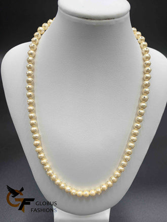Cream color Pearls with small cz Stones attached with Pearls single line chain