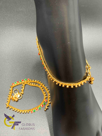 Enamel Paint with gold simple design anklets