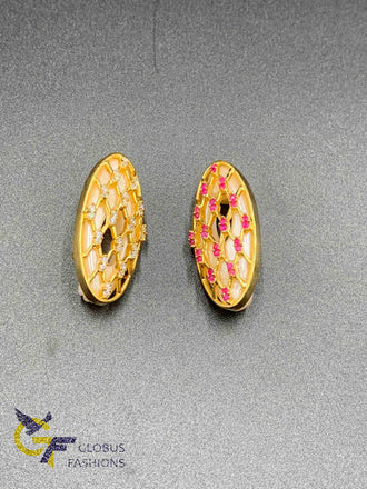 Cute cz stones and ruby stones saree pins