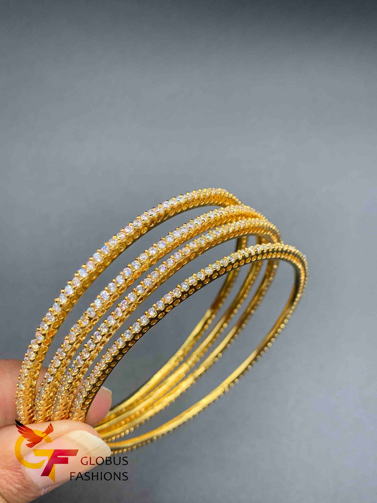 Single line cz stones set of four bangles