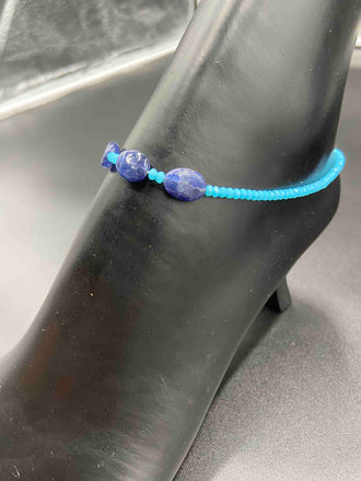 Blue Crystal beads single anklet