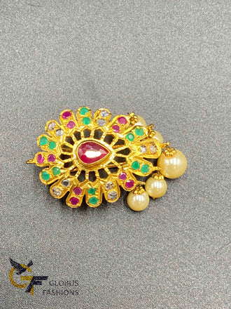 Nice multicolor stones with cz stones hair clip