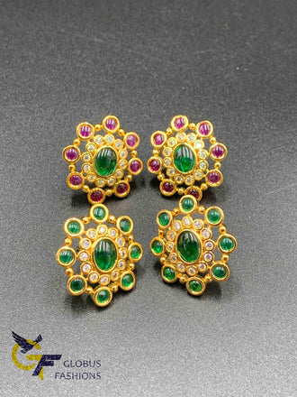 Emerald and Ruby Stones with cz Stones stud type earrings