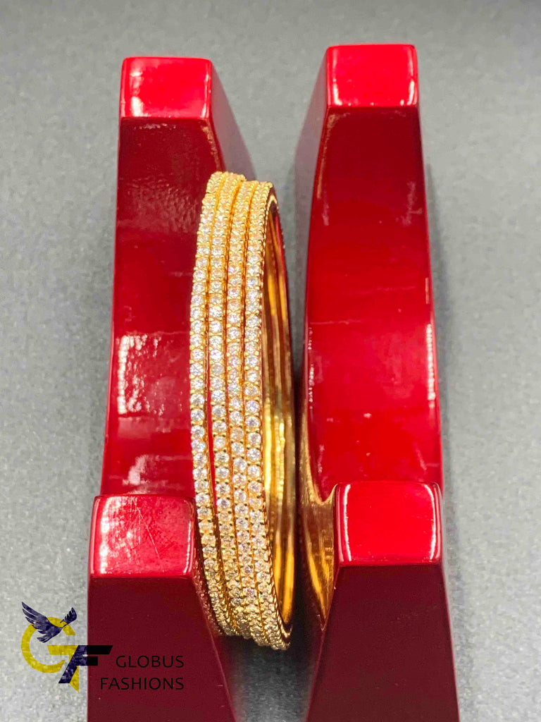 Single line cz stones set of four bangles