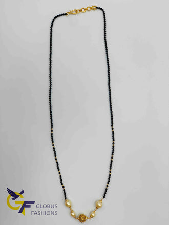 Single line black diamond beads chain with stones ball and pearls