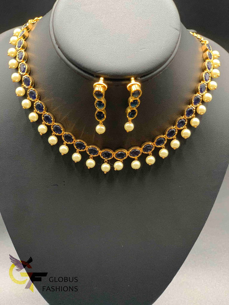 Emerald, cz stones and ruby stones necklace sets