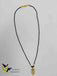 Single line black diamond beads chain with kundan stones pendant