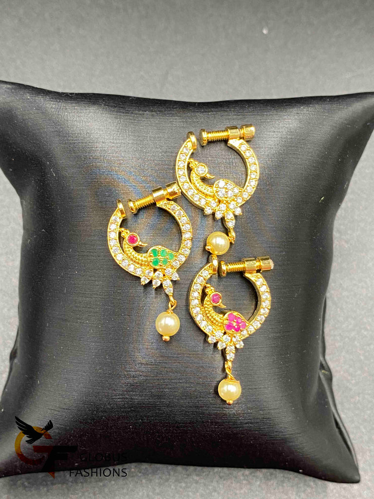 Peacock design Stones elegant nose rings