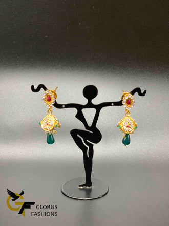 Multicolor stones traditional look small jumka earrings