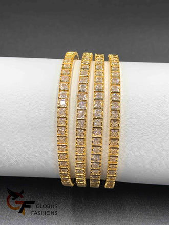 Square shape cz stones set of four bangles