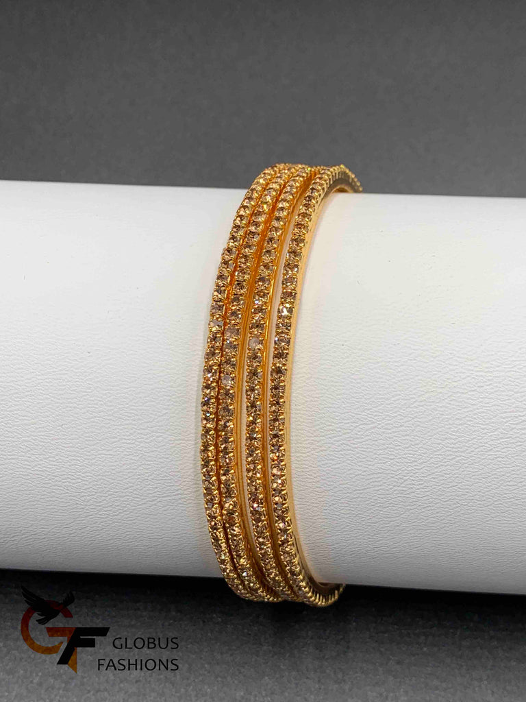 Light brown color stones set of four Bangles