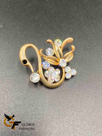 Gold swan design brooch/ Saree pin