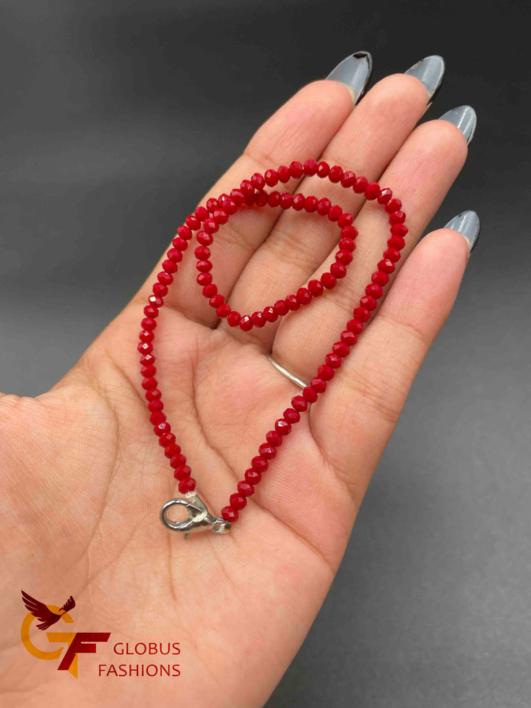 Dark red Crystal beads single anklet