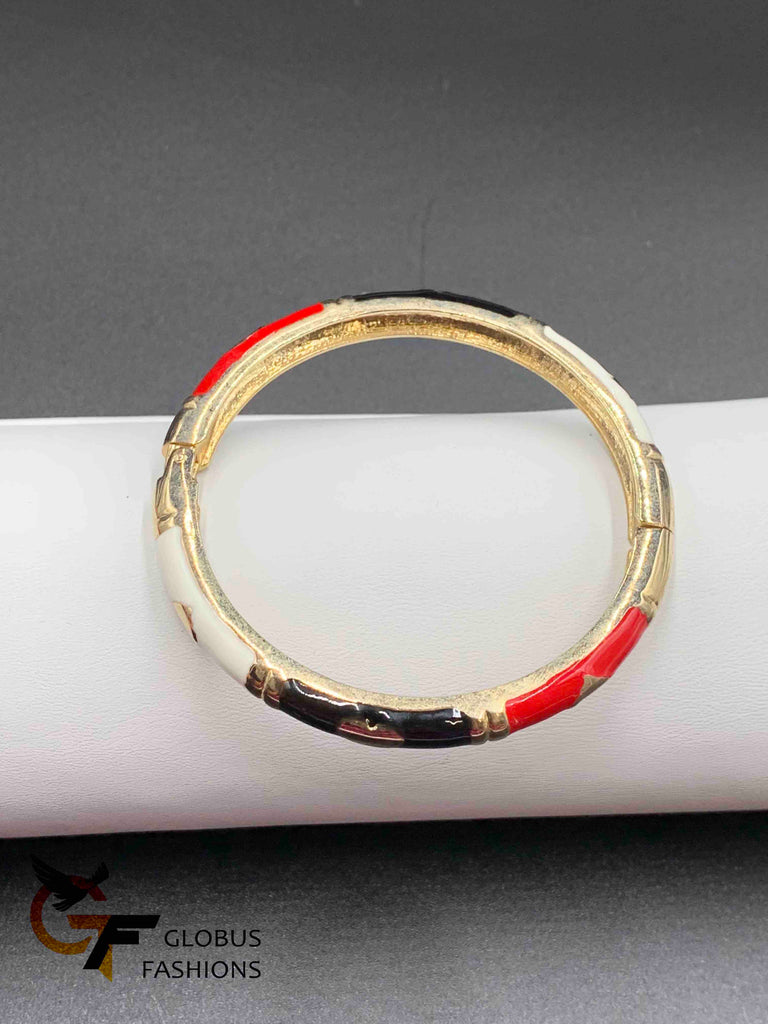 Hand painted enamel front open single bangle