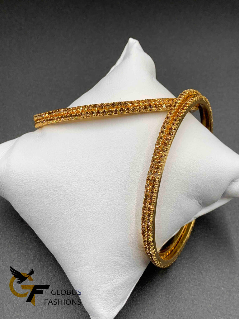 Light brown color stones set of four Bangles