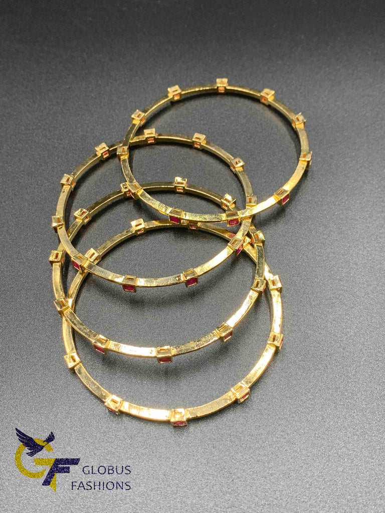Ruby stones set of four bangles