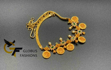 Ram parivar print with Ruby and Emerald stones chain type bajubund