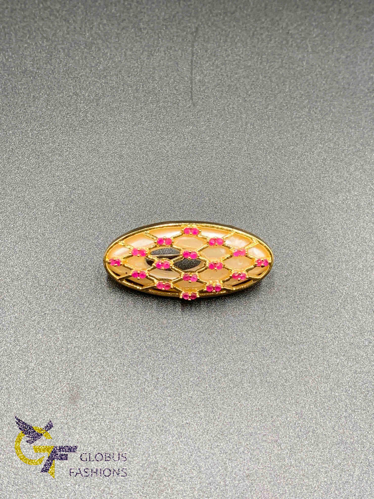 Cute cz stones and ruby stones saree pins