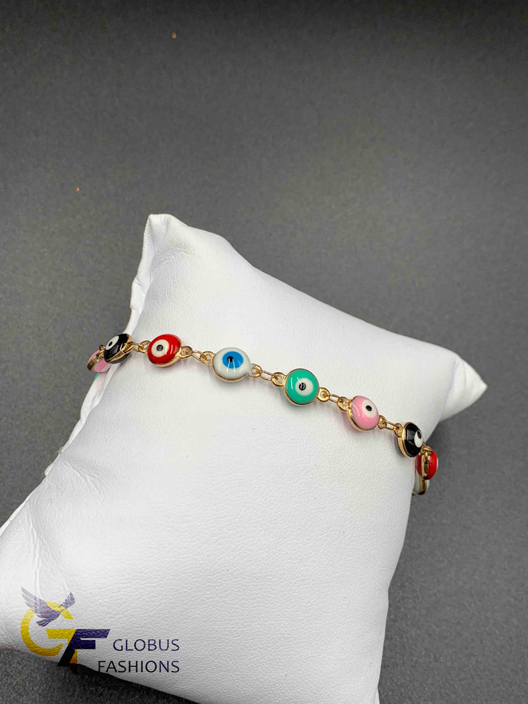 Multicolor evil eye single anklet/bracelet