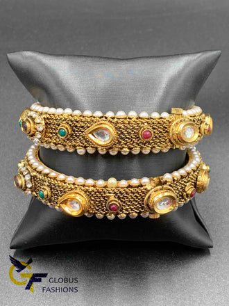 Traditional look multicolor stones kada type bangles