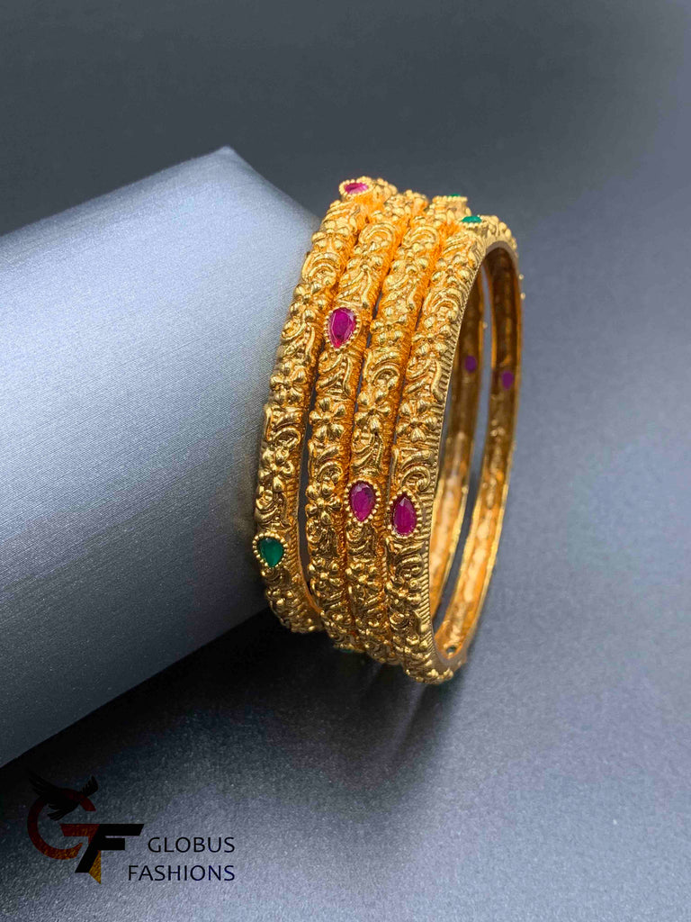 Antique look bangles with multicolor stones