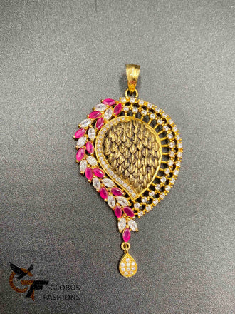 Antique look Ruby stones pendant and earrings set