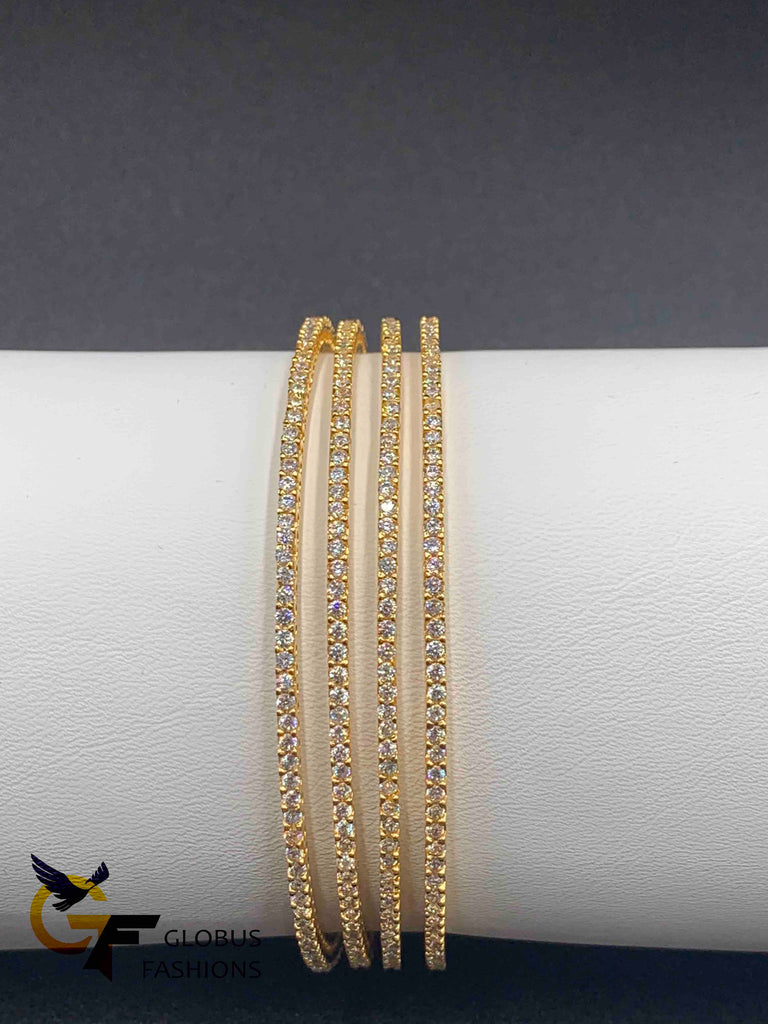 Single line cz stones set of four bangles