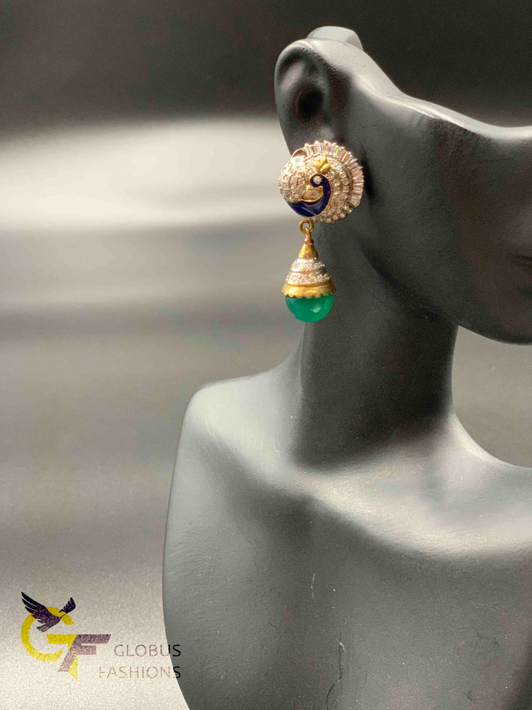 Peacock design different colors German silver earrings