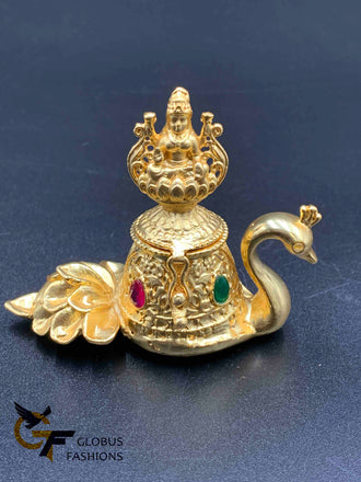 Multicolor Stones with Pearls Lakshmi & peacock design Kumkum and Turmeric box