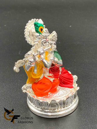 Full silver tone with enamel Paint Radhakrishna idol