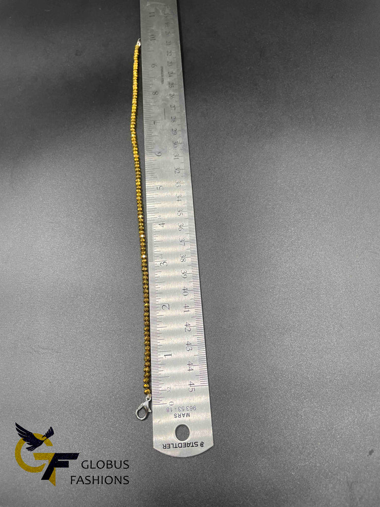 2 mm gold Crystal beads single anklet