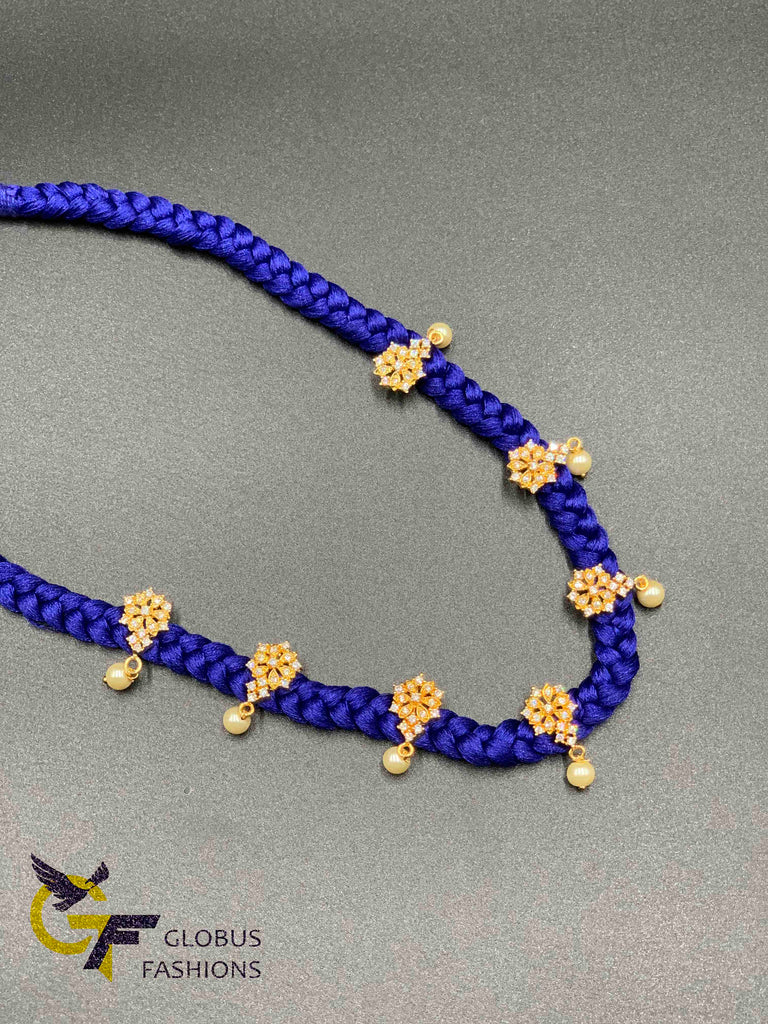 Nice silk thread braided chain with cz stones small pendants