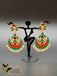 Hand painted enamel chandbali earrings