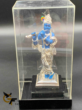 Blue enamel paint with silver coated lord kisha idol with securely covered fiberglass