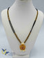 Black diamond beads chain with small multicolor stones pendant