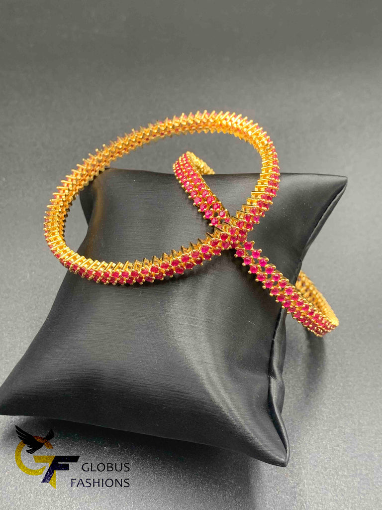 Two lines Ruby stones set of two bangles