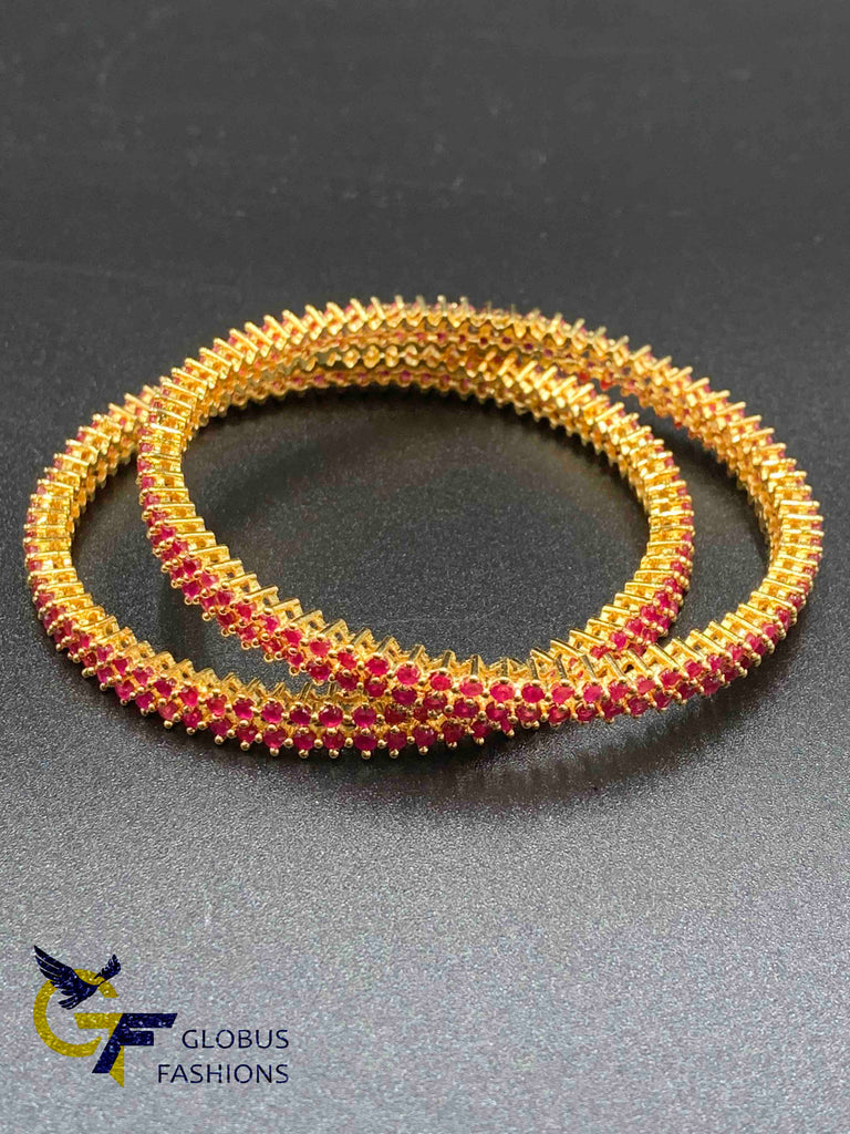 Two lines Ruby stones set of two bangles