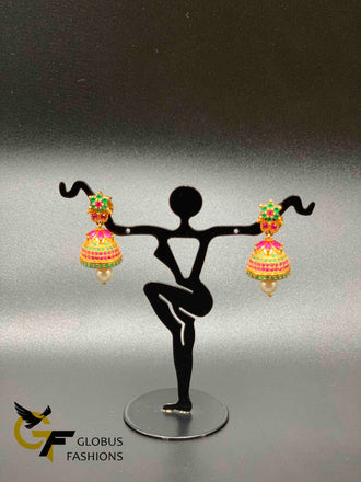 Ruby atones and emerald stones traditional look jumka earrings