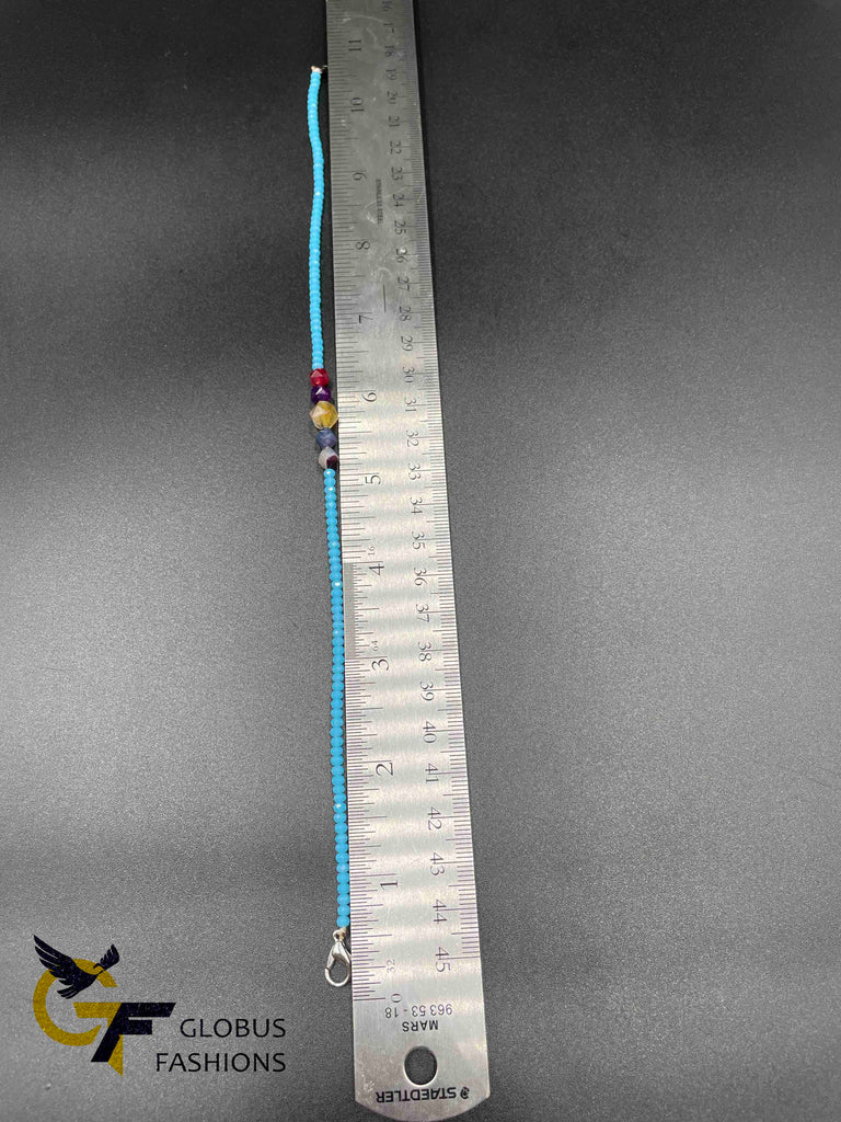 Light blue beads single anklet