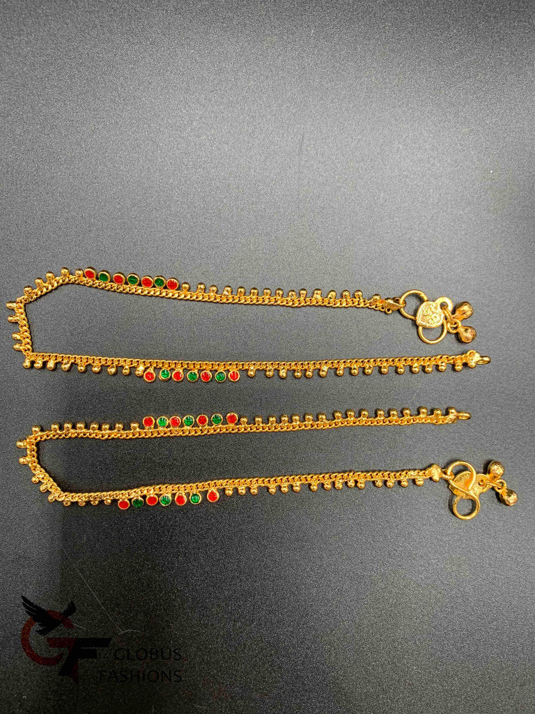 Enamel Paint with gold simple design anklets