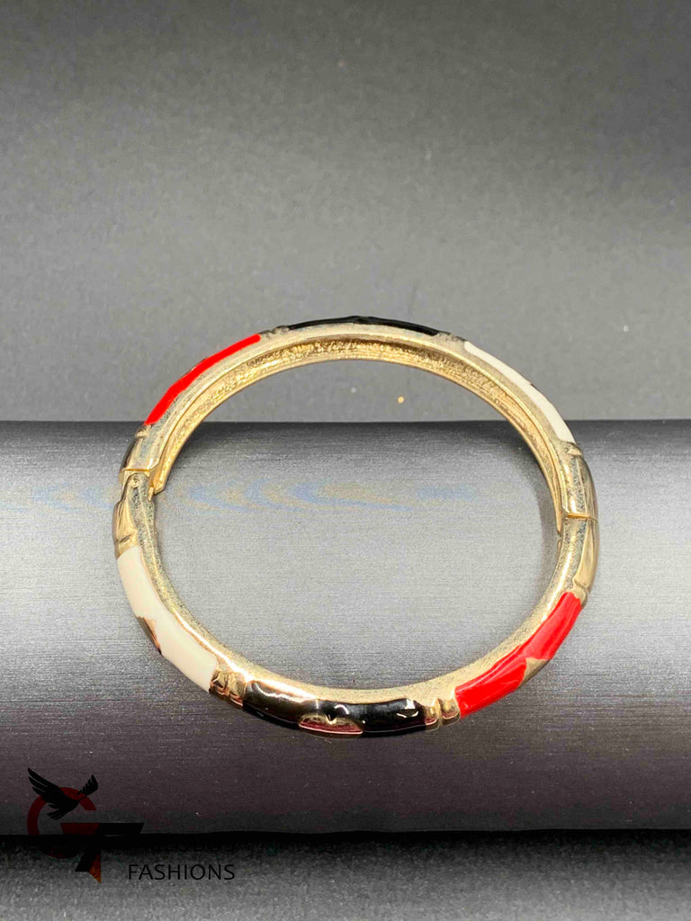 Hand painted enamel front open single bangle