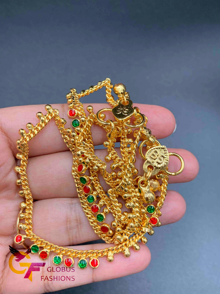 Enamel Paint with gold simple design anklets