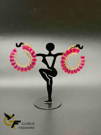 Elegant look emerald and ruby with cz stones earrings